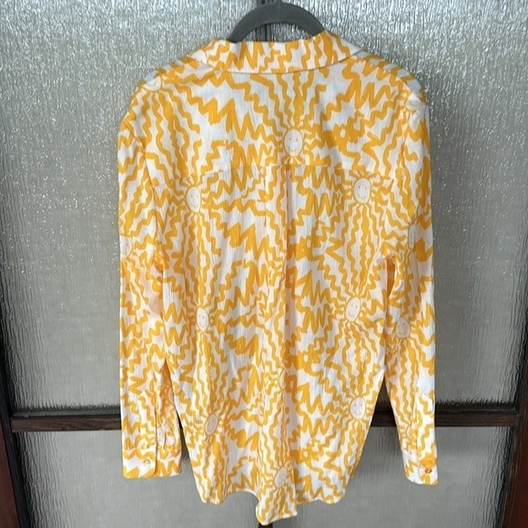 LE SUPERBE Sunstruck BF Shirt in Orange-White size 6 NEW $275 - Picture 10 of 10